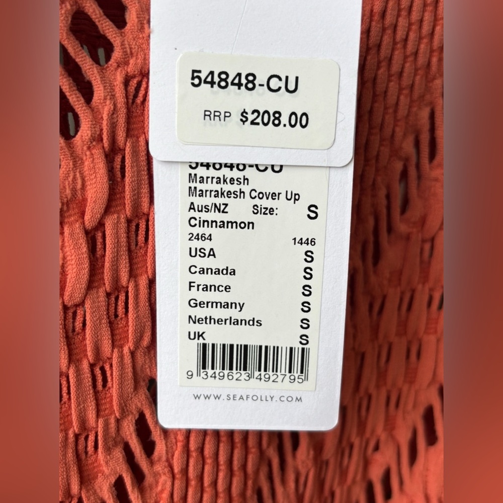 SEAFOLLY Anthropologie “Marrakesh” Cover Up in bright red cinnamon, NWT! Small - Picture 7 of 9